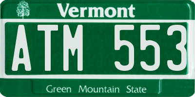 VT license plate ATM553