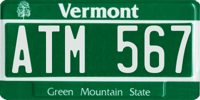 VT license plate ATM567
