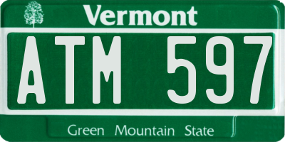 VT license plate ATM597