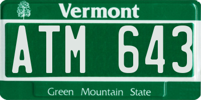 VT license plate ATM643