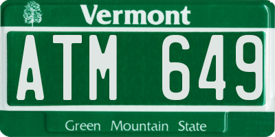 VT license plate ATM649