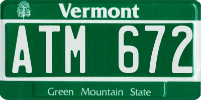 VT license plate ATM672