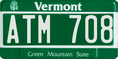 VT license plate ATM708