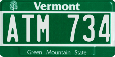 VT license plate ATM734