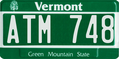 VT license plate ATM748