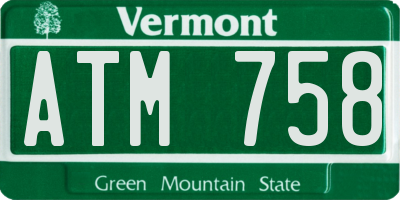 VT license plate ATM758