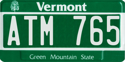 VT license plate ATM765