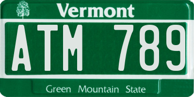 VT license plate ATM789