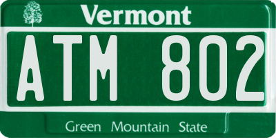 VT license plate ATM802