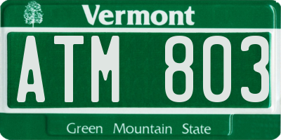 VT license plate ATM803