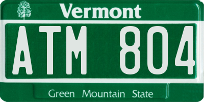 VT license plate ATM804