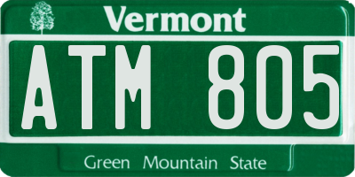 VT license plate ATM805