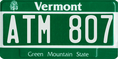 VT license plate ATM807