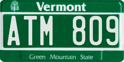 VT license plate ATM809