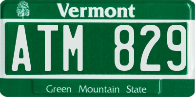 VT license plate ATM829