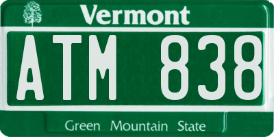 VT license plate ATM838