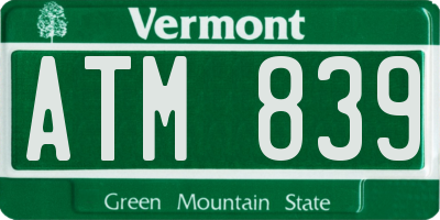 VT license plate ATM839