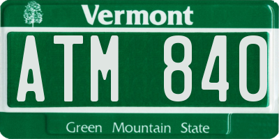VT license plate ATM840