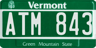 VT license plate ATM843