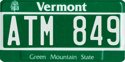 VT license plate ATM849