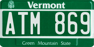 VT license plate ATM869