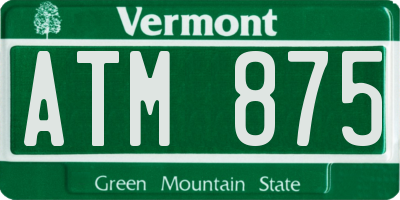 VT license plate ATM875