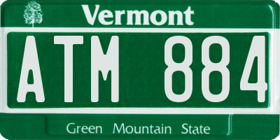 VT license plate ATM884
