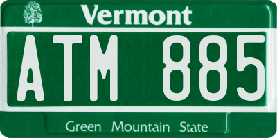 VT license plate ATM885