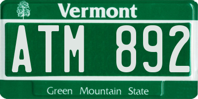VT license plate ATM892