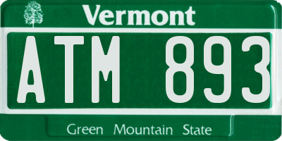 VT license plate ATM893
