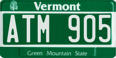 VT license plate ATM905