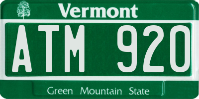 VT license plate ATM920
