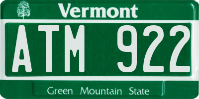 VT license plate ATM922