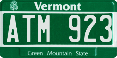 VT license plate ATM923