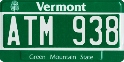 VT license plate ATM938
