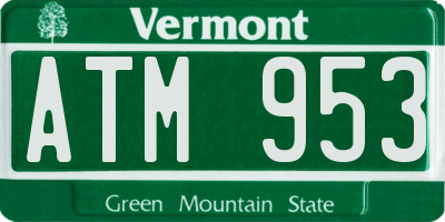 VT license plate ATM953