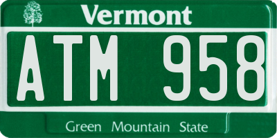 VT license plate ATM958