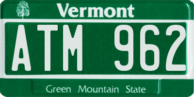 VT license plate ATM962