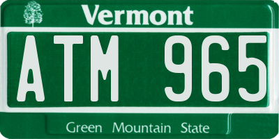 VT license plate ATM965