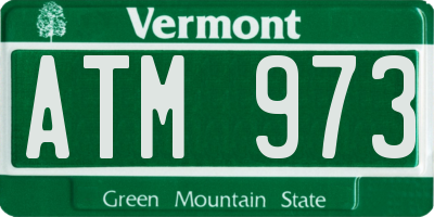 VT license plate ATM973
