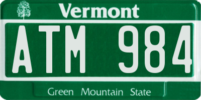 VT license plate ATM984