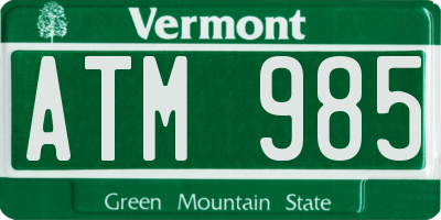VT license plate ATM985