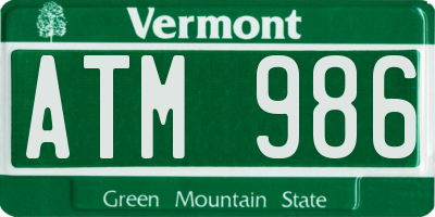 VT license plate ATM986