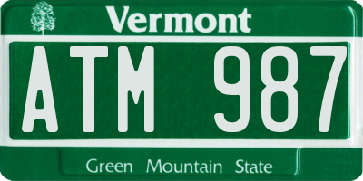 VT license plate ATM987