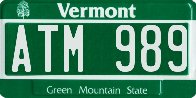 VT license plate ATM989
