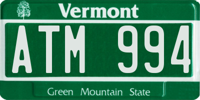 VT license plate ATM994