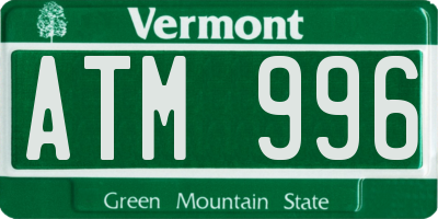 VT license plate ATM996