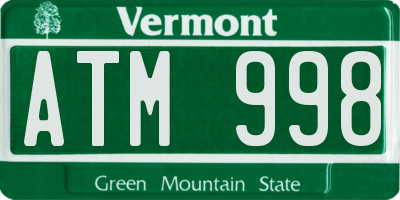 VT license plate ATM998