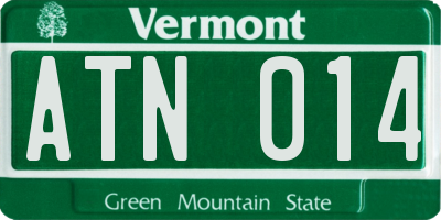 VT license plate ATN014