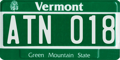 VT license plate ATN018